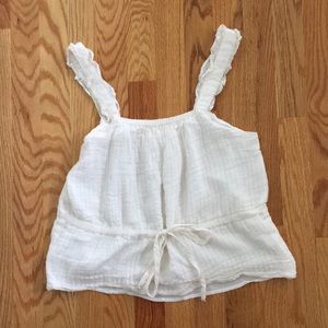 Francesca’s Harper Heritage frill white tank. S.
